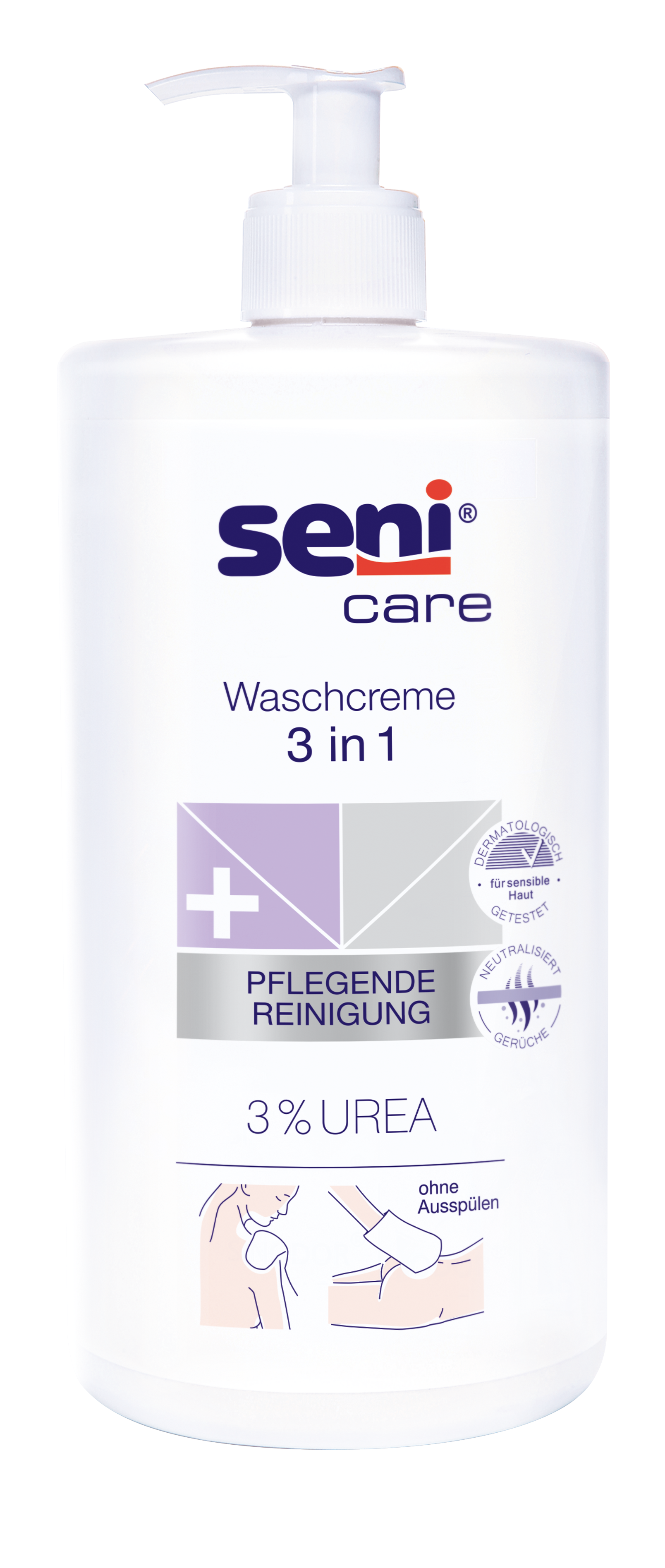 Bild der Verpackung der Seni Care Waschcreme 3-in-1